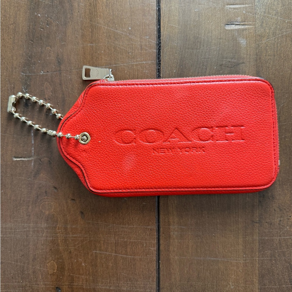 Coach Red Leather Keychain Jumbo Hangtag Wallet RARE HTF